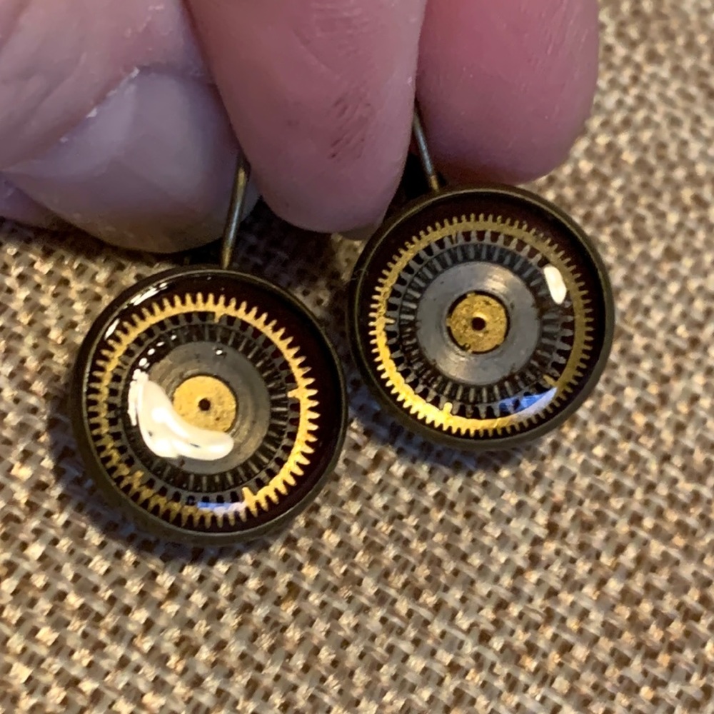 Handmade Earrings Gears French Levers Steampunk